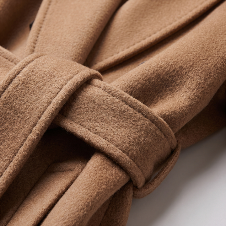 Klasyczny Płaszcz Wełniany Camel — tekstura