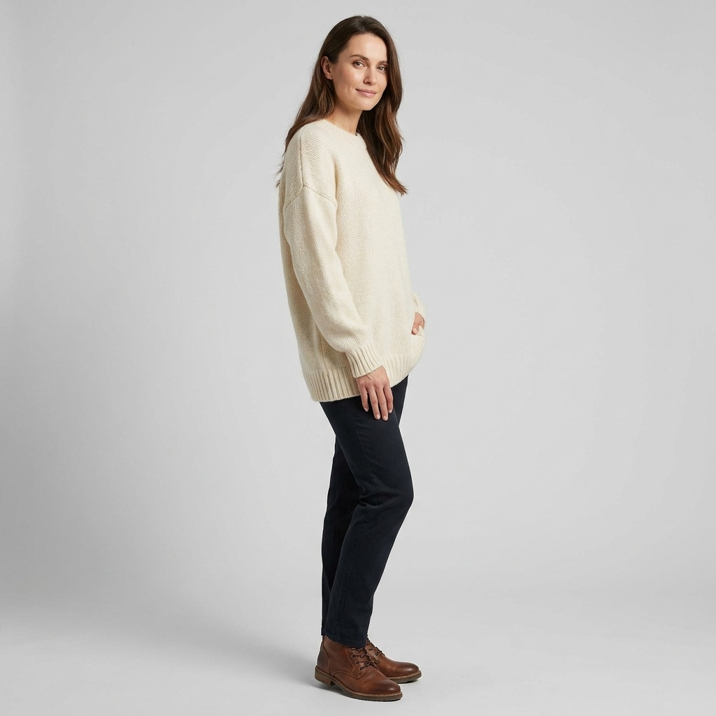 Sweter Oversize Kremowy — bok